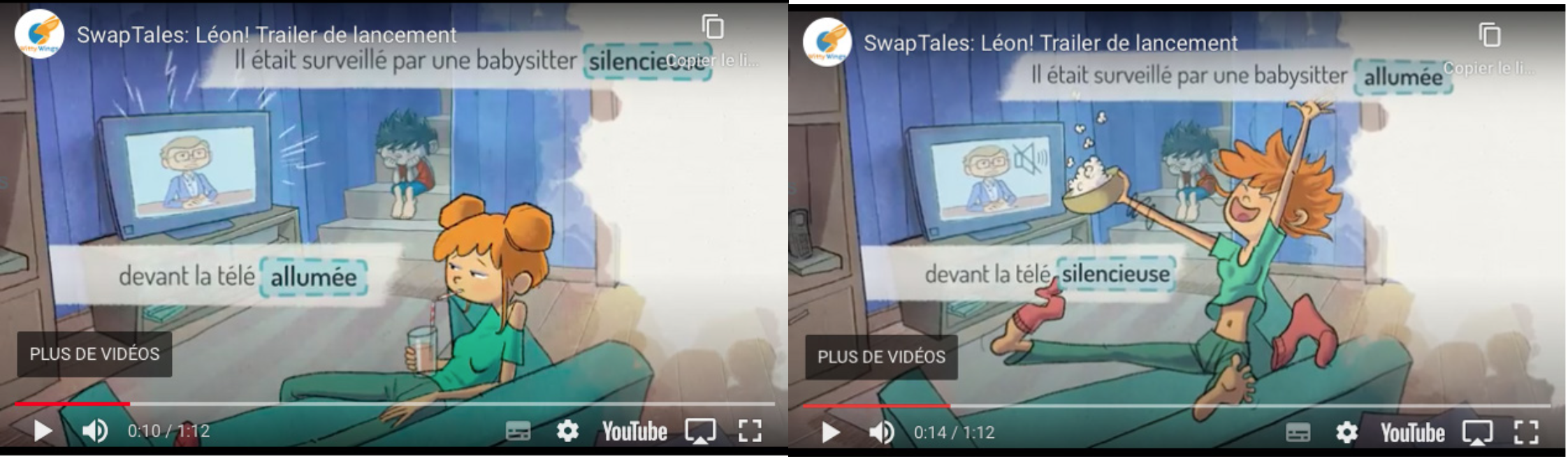 Captures d’écran d’une captation vidéo de l’application SwapTales : Léon !