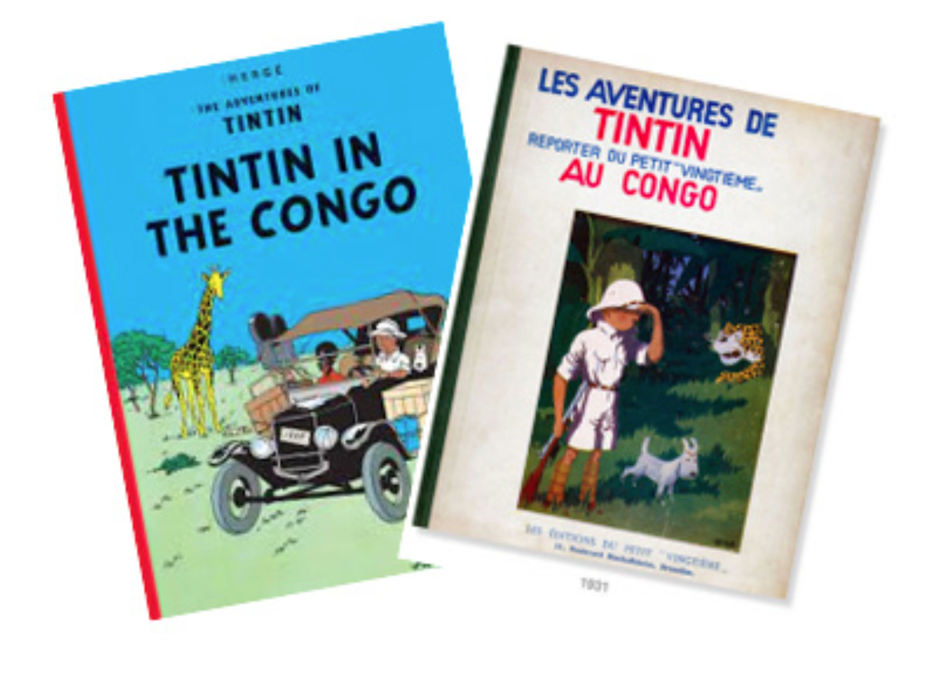 <strong>Figure 5. </strong>Deux éditions différentes de <em>Tintin au Congo</em>